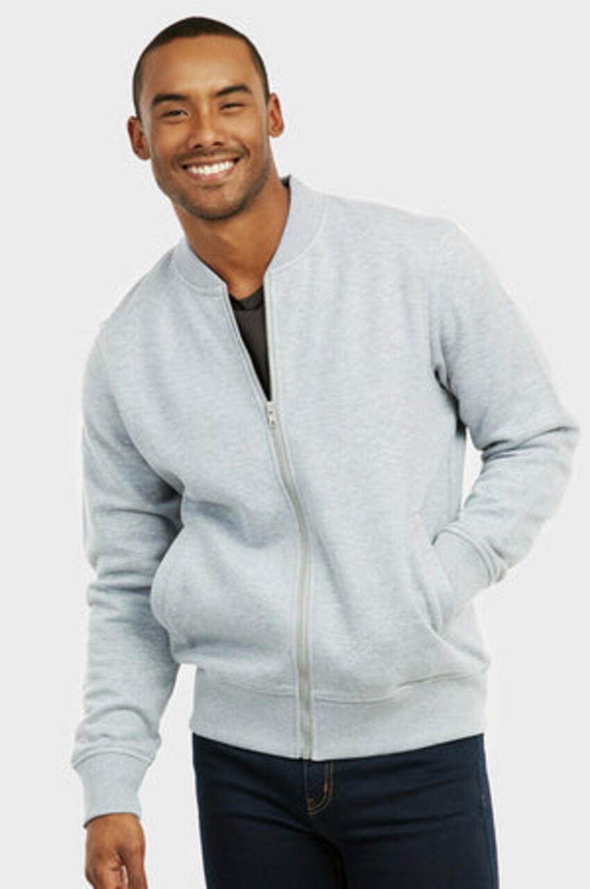 Men's Cotton Blend Fleece Bomber Jacket Lightweight Casual Outerwear for Everyday Comfort